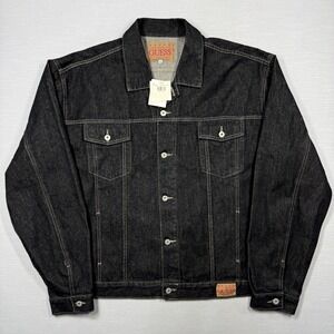 Vintage Guess Jean Denim Jacket Mens XXXXL 4XL Black Trucker USA NWT